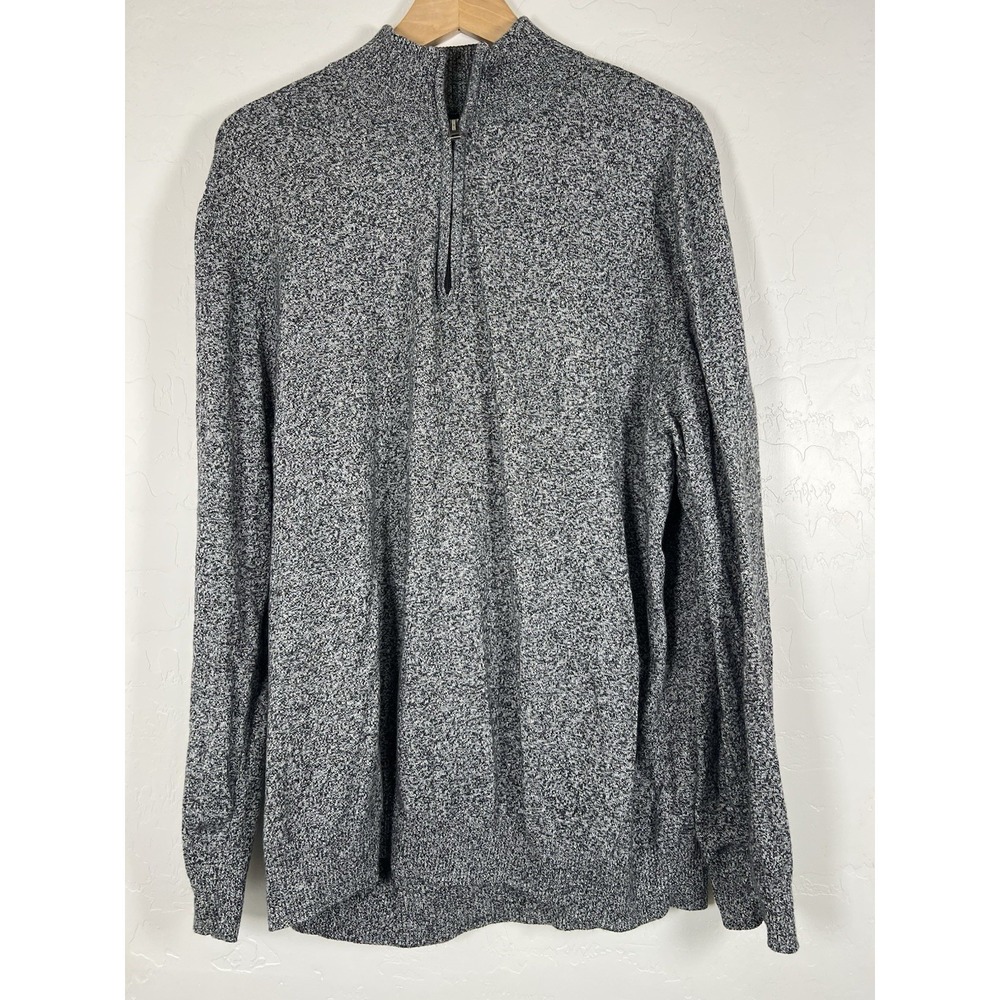 Hawker Rye Mens Cashmere Cotton Crewneck Sweater 1/4 Zip Pullover Sz XL Gray